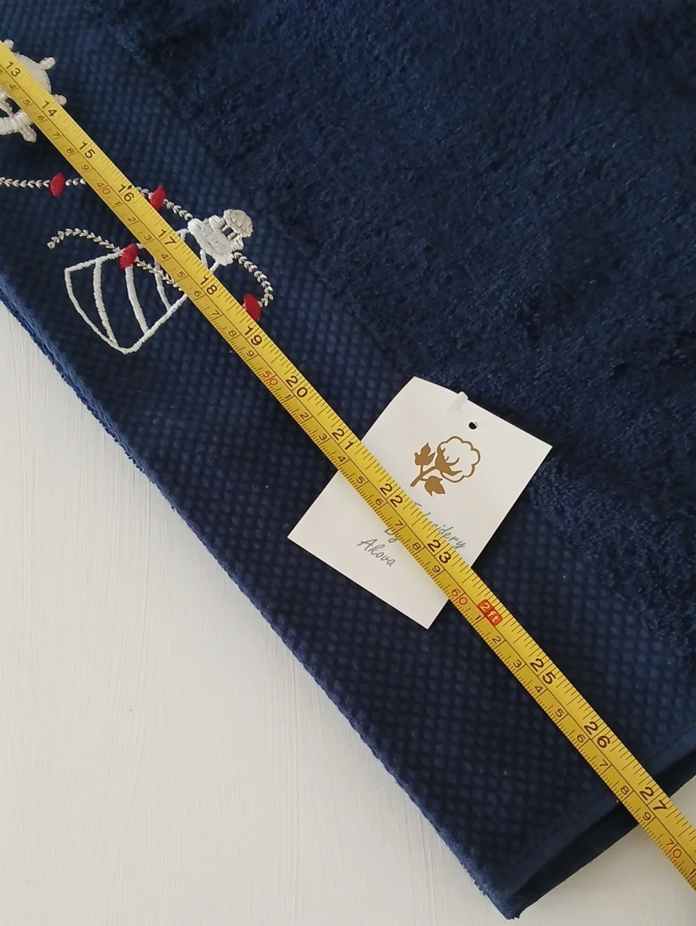 Navy Blue Bath Hand Towels Embroidered Anchor Steering Wheel Lighthouse Rope (3)